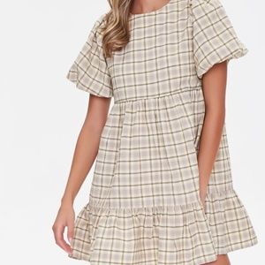 FOREVER 21 Plaid Baby Doll Mini Dress , Size Large
